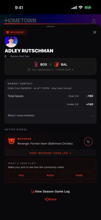 The community pick screen, showing how other users voted on a signal after you make your own call.